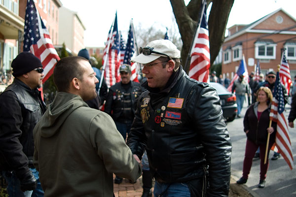 Warriors' Watch Riders and A Hero's Welcome greet Sergeant Sean Petrondi in West Chester PA