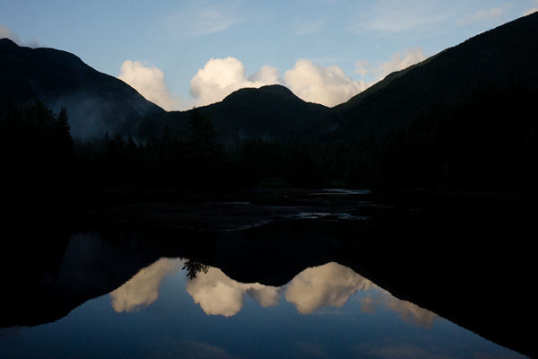 View from Marcy Dam heading to Cliff & Redfield Mountains