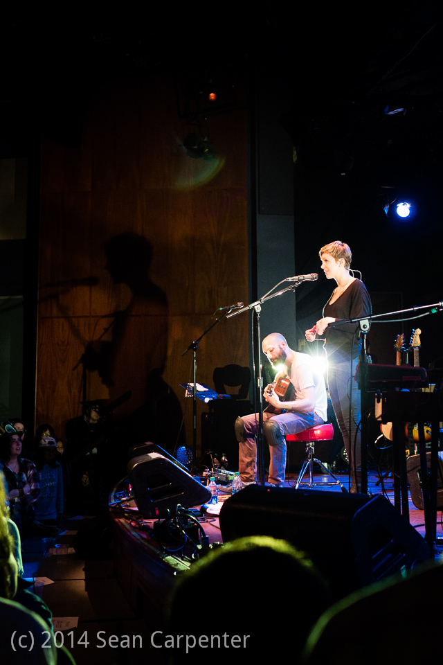 Philadelphia, PA: Nataly Dawn and Jack Conte play at the Pomplamoose show at World Cafe Live, Friday September 26, 2014.