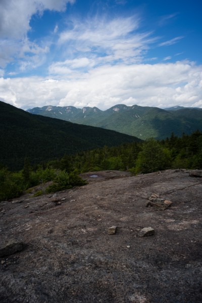The Great Range and shoulder of Noonmark Mountain from Round Mountain, Adirondack Park New York USA.