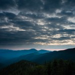 Pre-sunrise view of Giant and Rocky Peak Ridge from Mount Colvin, Adirondack Park, New York.