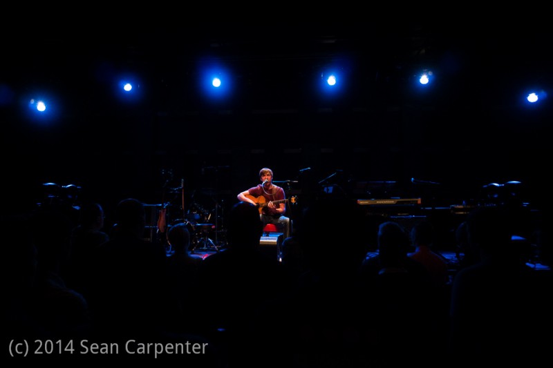Philadelphia, PA: Opening performer John Schroeder prior to the Pomplamoose show at World Cafe Live, Friday September 26, 2014.