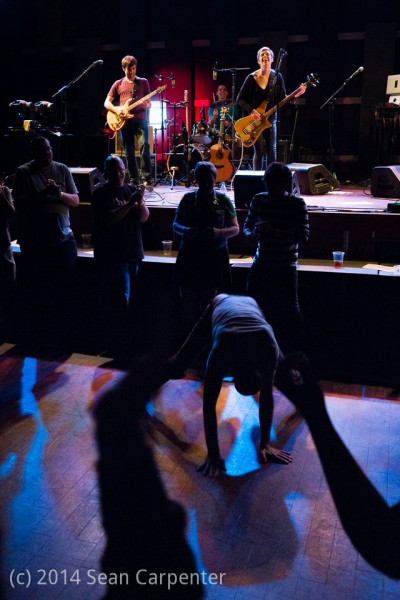 Philadelphia, PA: Jack Conte freaks out the audience at the Pomplamoose show at World Cafe Live, Friday September 26, 2014.
